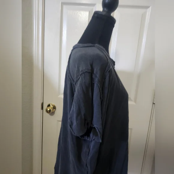 Free People We The Free Slate Blue Ribbed Riley Short Sleeve Tee XS - Picture 3 of 13